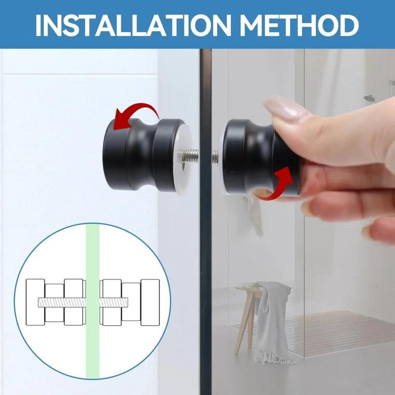 Door Knob Replacement - スタイリッシュなシャワーガラスドアハンドル、スライド式シャワードアノブ、浴室ガラスドア用両面プル金具交換部品