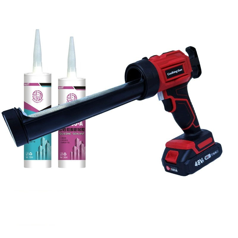 Caulking Gun Dispensing - LEDライト付きコードレス電動コーキングガン、21Vリチウムイオンシーラントディスペンサー＆シリコン、PU、硬質ゴム用接着剤コーキングツール