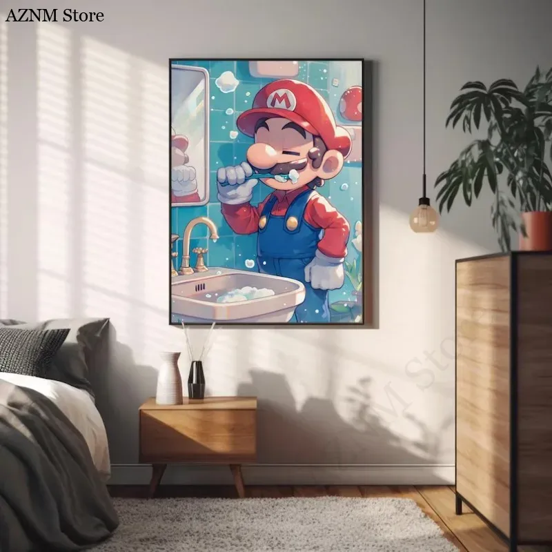 面白いバスルーム漫画ビデオゲームポスターかわいいアニメーショ - Home Improvement Game のレビューと価格