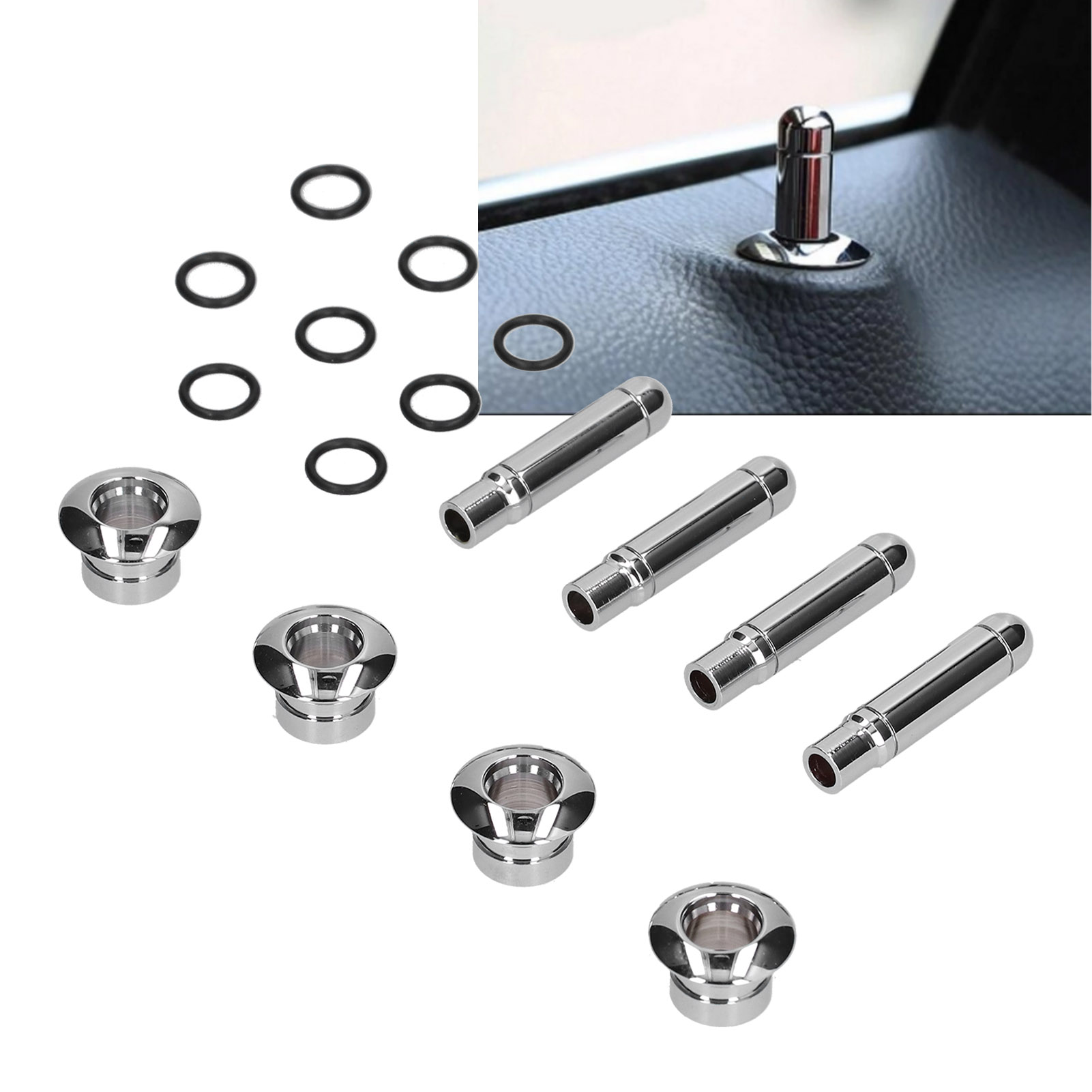 車のドアロックノブ カバー付き ABS クローム交換用 シボ - Door Knob Replacement のレビューと価格