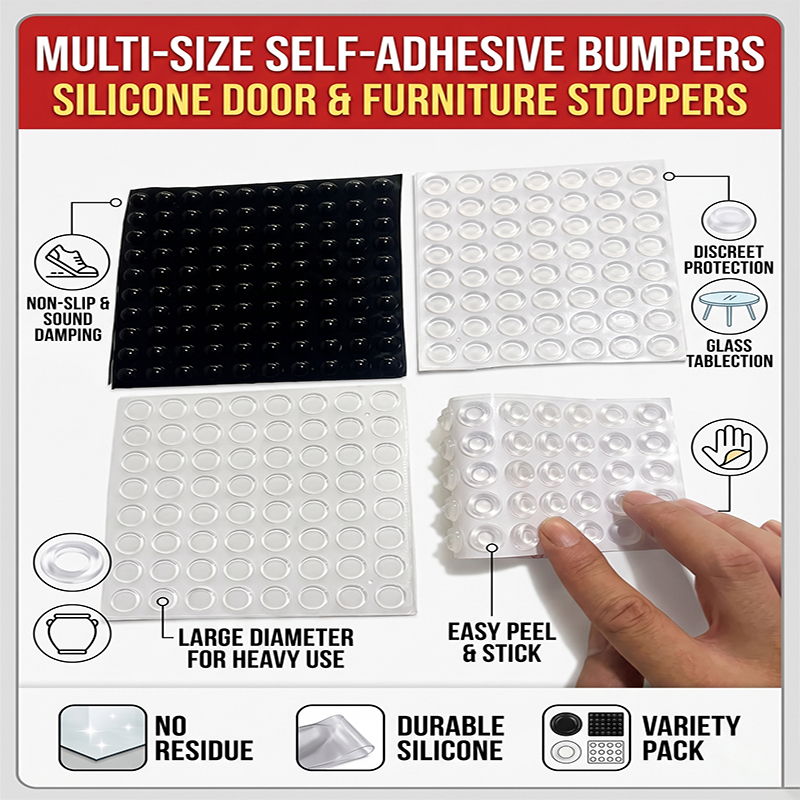 自己粘着性シリコン緩衝パッド 透明ゴム製ドアストッパー 家具 - Door Stopper Rubber のレビューと価格