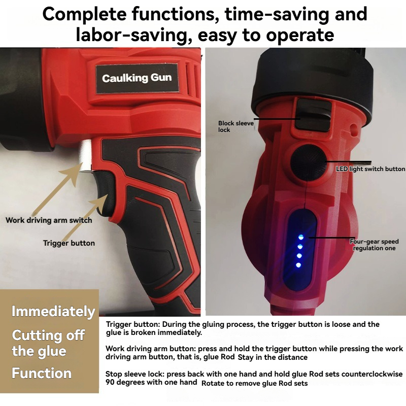 LEDライト付きコードレス電動コーキングガン、21Vリチウム - Caulking Gun Dispensing のレビューと価格